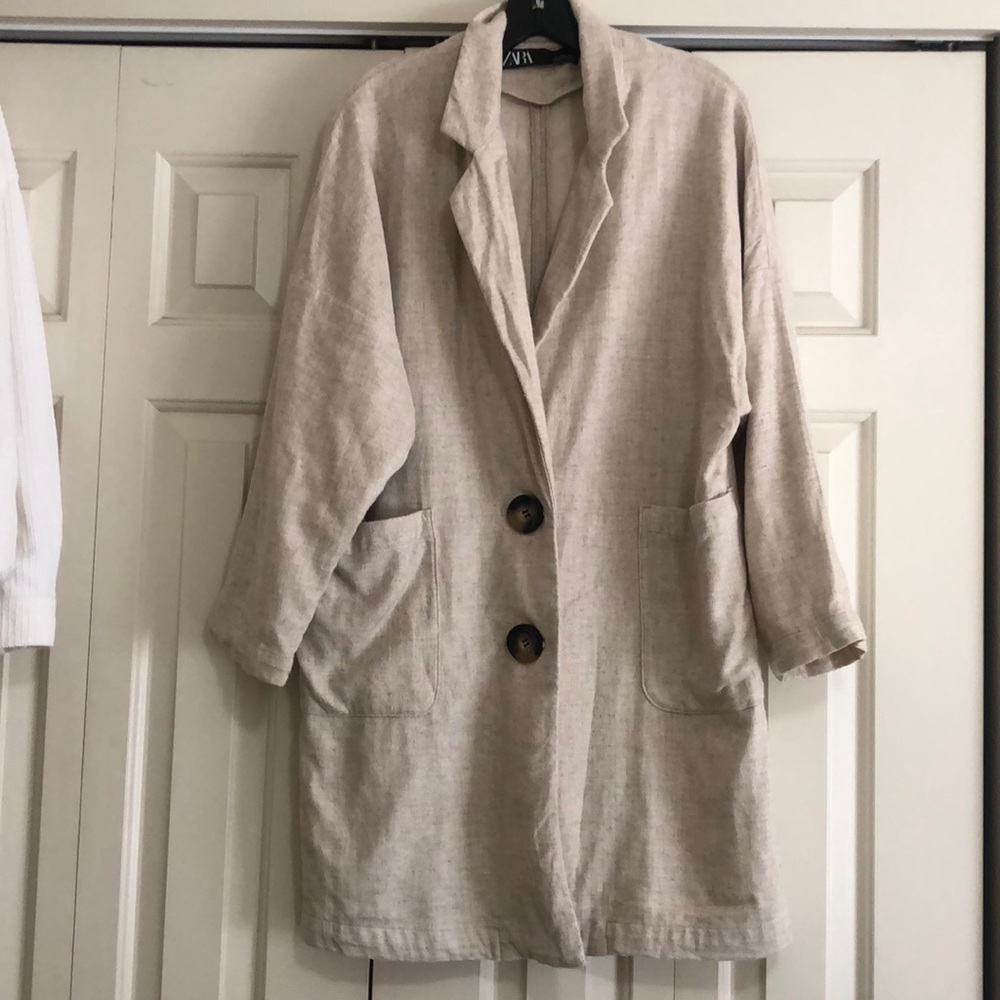Zara Oversized 3/4 Linen Blend  Coat/Jacket